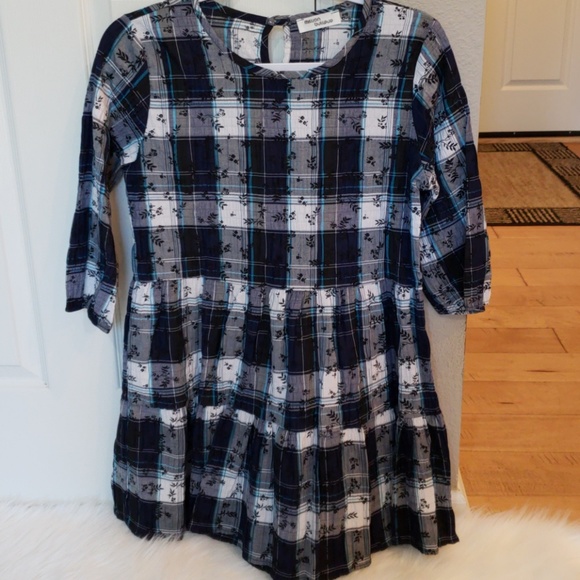 💙Navy & White Floral Plaid Tunic Top - Picture 5 of 5